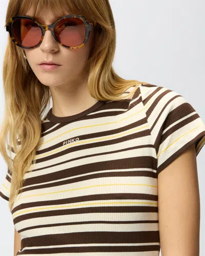 Pinko Striped T-shirt In Animal Print