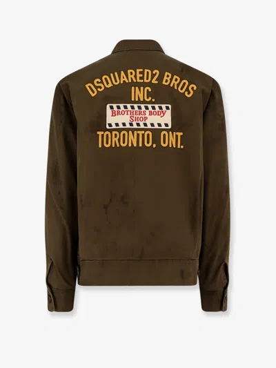 Dsquared2 Embroidered Patch Zip-up Jacket In Green