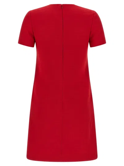 Valentino Womens Paris Pocket-front Short-sleeve Wool-blend Midi Dress In Red
