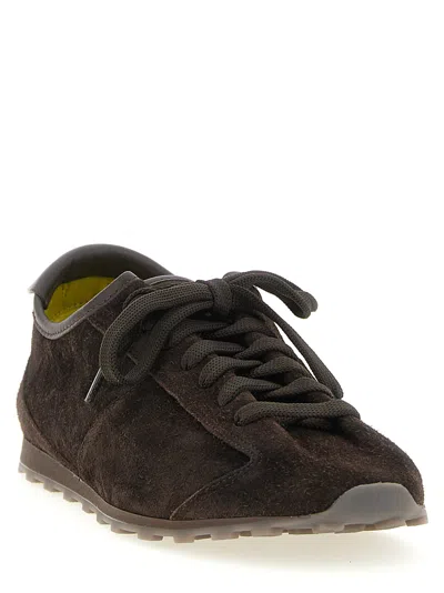 Jacquemus The Tennis Leather-trimmed Suede Sneakers In Brown
