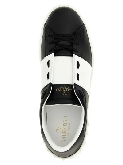 Valentino Garavani Open Sneakers In Leather With Contrast Colored Stripe And Stud Detail In White