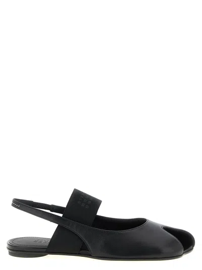 Mm6 Maison Margiela Logo Detailed Open-toe Slingback Sandals In Black