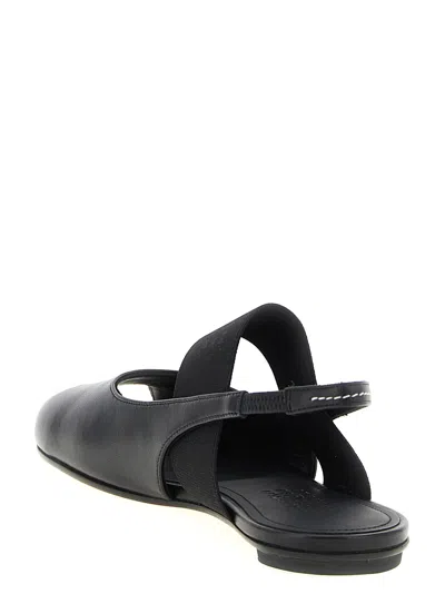 Mm6 Maison Margiela Logo Detailed Open-toe Slingback Sandals In Black