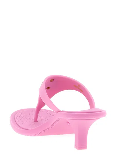 Versace Pink Alia Rubber Thong 55 Heeled Sandals In Pink