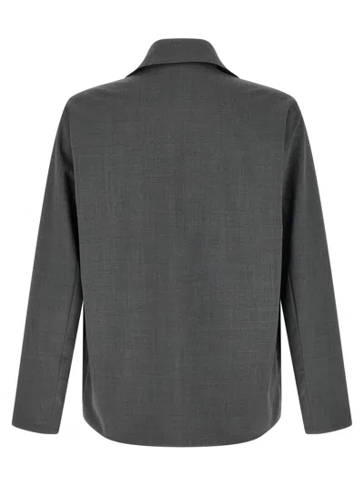 Herno Reversible Patch-pocket Overshirt In Gray