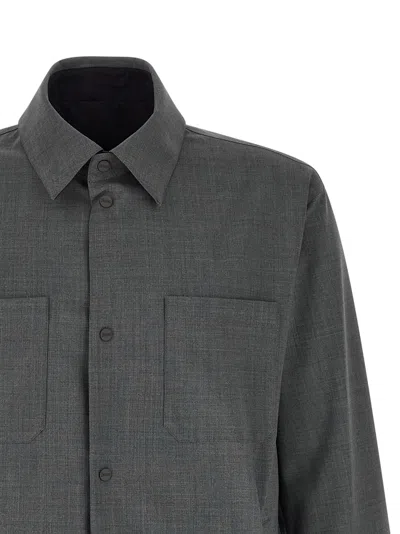 Herno Reversible Patch-pocket Overshirt In Gray