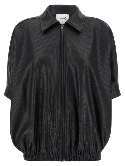 Nude Openwork Zip-up Jacket In Black