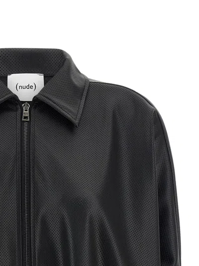 Nude Openwork Zip-up Jacket In Black