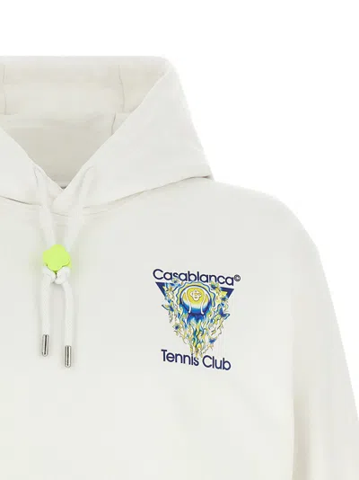 Casablanca Tennis Club Logo-print Hooded Cotton Sweatshirt In White