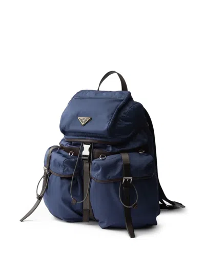 Prada Re-nylon Buckled Backpack In Blue