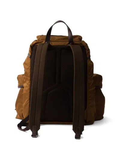 Prada Re-nylon And Leather Backpack In Brown