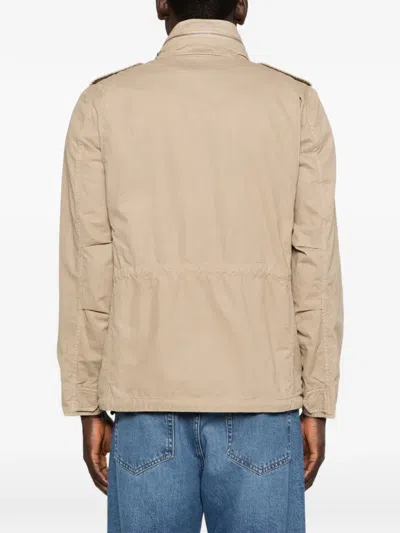 Aspesi High Collar Jacket Adjustable Cuffs Epaulettes In Neutral