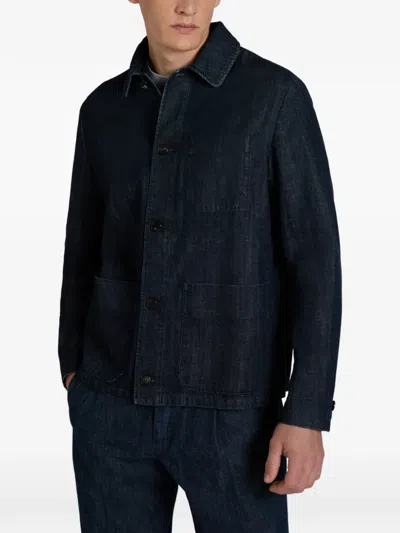 Incotex Patch-pocket Cotton Jacket In Blue