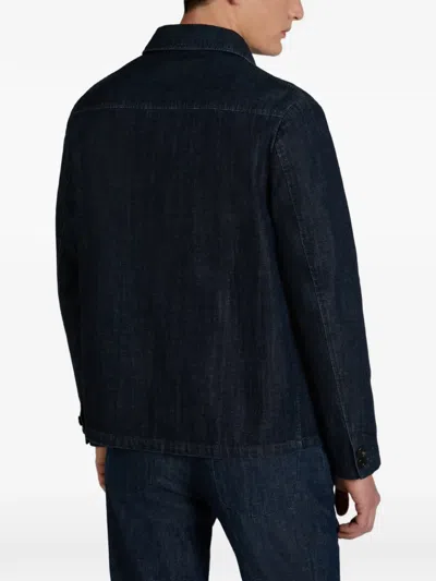 Incotex Patch-pocket Cotton Jacket In Blue