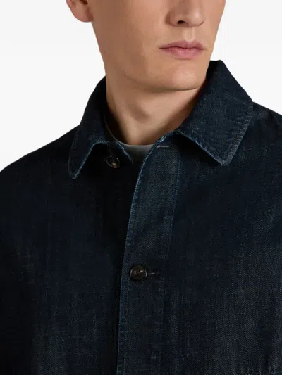 Incotex Patch-pocket Cotton Jacket In Blue