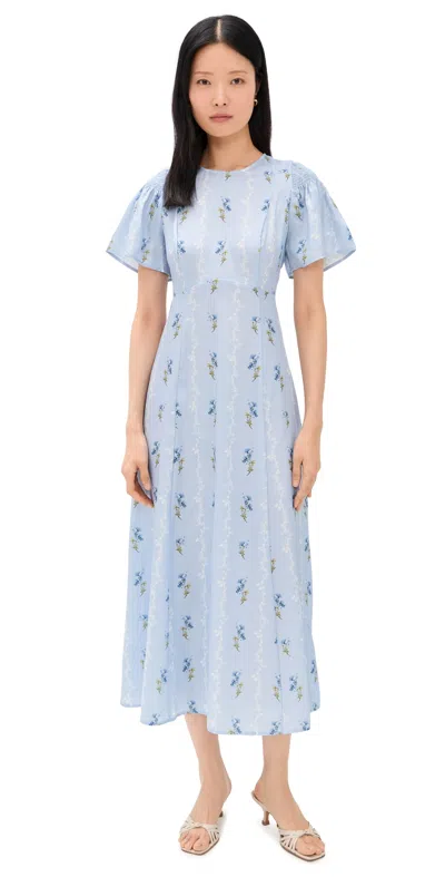 Hill House Home The Dominque Ditsy Floral Maxi Dress In Blue