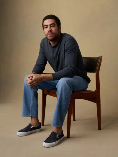 Faherty Sunwashed Slub Henley T-shirt In Blue