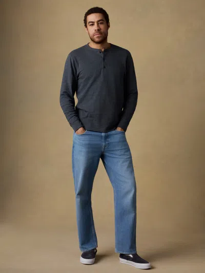Faherty Sunwashed Slub Henley T-shirt In Blue