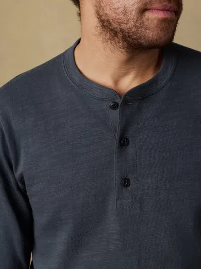 Faherty Sunwashed Slub Henley T-shirt In Blue