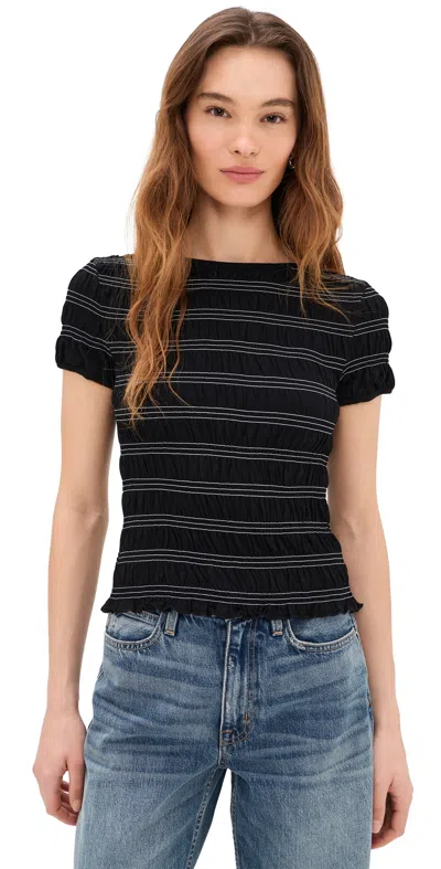 Madewell Smocked Short Sleeve Tee Jet Black