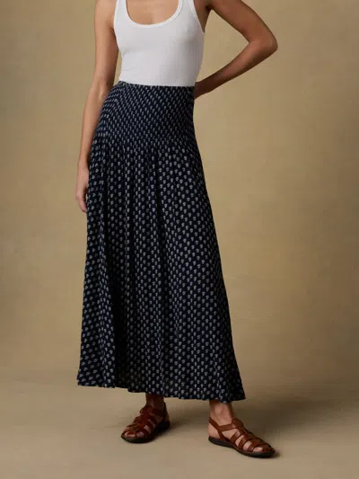 Faherty Sophia Smocked Skirt In Black