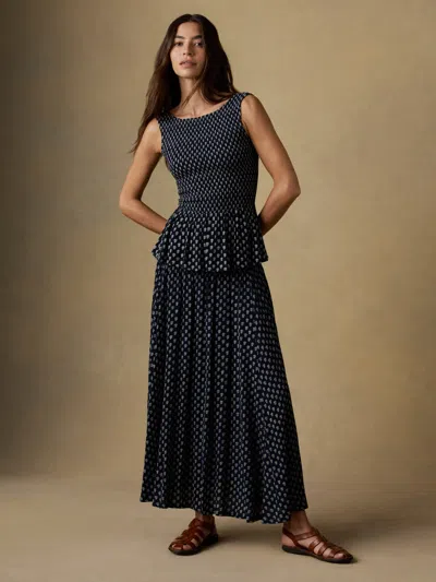 Faherty Sophia Smocked Skirt In Black