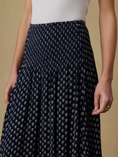 Faherty Sophia Smocked Skirt In Black