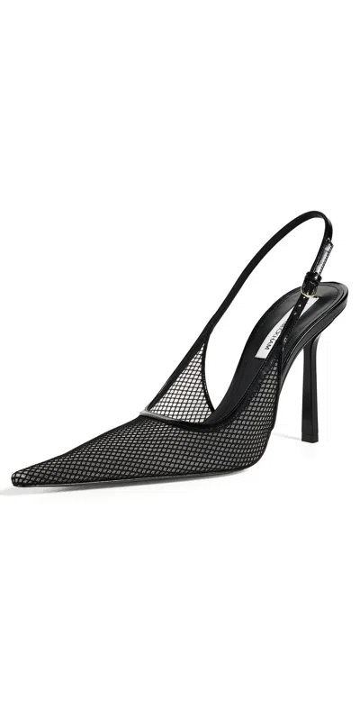 Victoria Beckham Victoria Leather-trimmed Mesh Slingback Pumps In Black