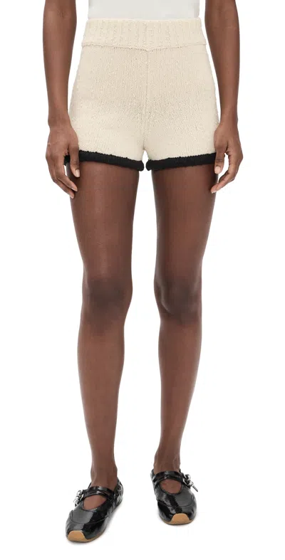 By Malene Birger Rikka Knit Shorts Black White Color Block In Neutral