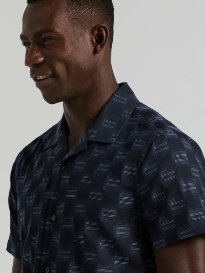 Perry Ellis Men's Camp Collar Clipped Dobby Shirt In Blue