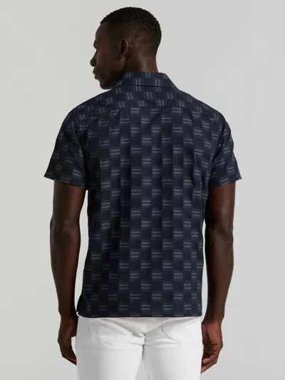 Perry Ellis Men's Camp Collar Clipped Dobby Shirt In Blue