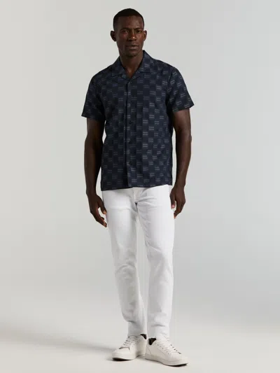 Perry Ellis Men's Camp Collar Clipped Dobby Shirt In Blue