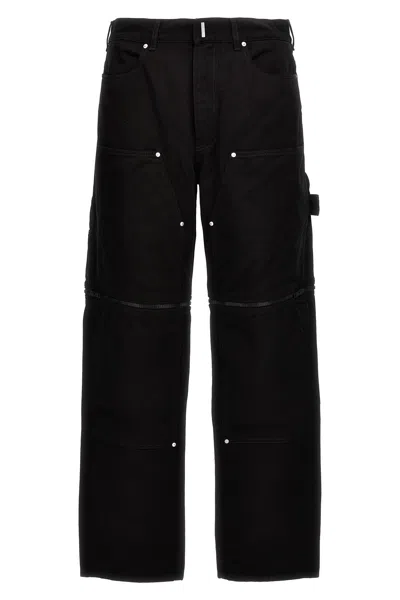 Givenchy Wide-leg Logo-plaque Carpenter Jeans In Black