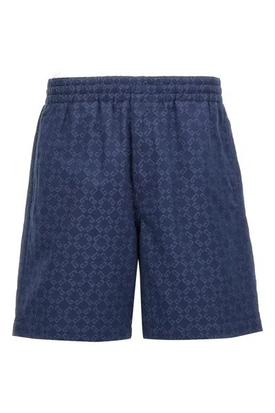 Givenchy Monogram Pattern Bermuda Shorts With Back Pocket In Blue