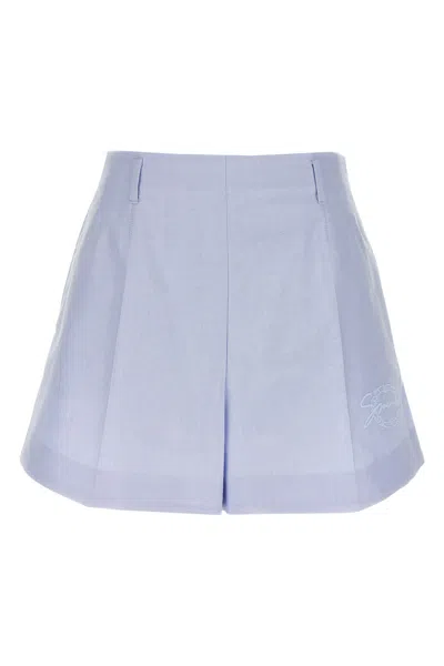 Givenchy Pleated Front Embroidered Detail Shorts In Blue