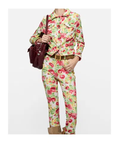 Acne Studios Printed Stretch Denim Jacket In Multi