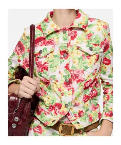 Acne Studios Printed Stretch Denim Jacket In Multi