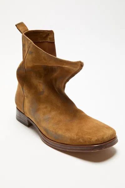 Acne Studios Suede Boots Pull Tab Round Toe In Brown