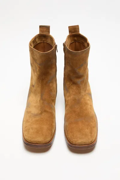 Acne Studios Suede Boots Pull Tab Round Toe In Brown