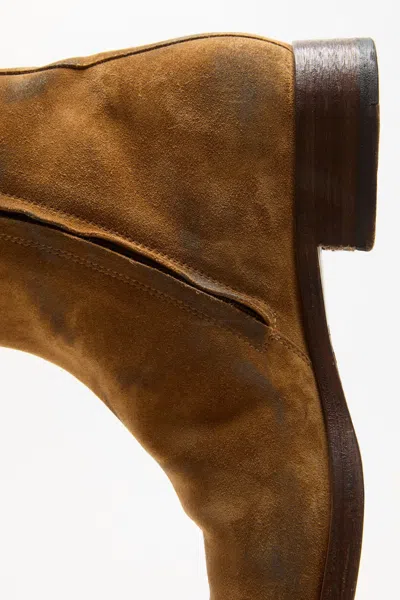 Acne Studios Suede Boots Pull Tab Round Toe In Brown