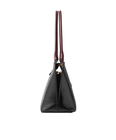 Versace Vivian Medium Two-tone Textured-leather Shoulder Bag In Black