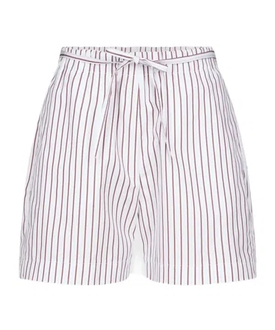 Loulou De Saison Relaxed Fit Shorts With Vertical Brown Stripes In Multi