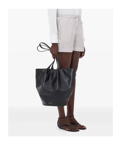 Loulou De Saison Relaxed Fit Shorts With Vertical Brown Stripes In Multi