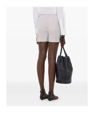 Loulou De Saison Relaxed Fit Shorts With Vertical Brown Stripes In Multi