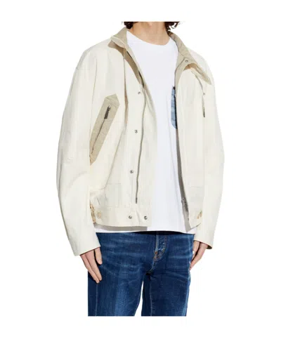 Dsquared2 Zip-pocket Stand Collar Jacket In White