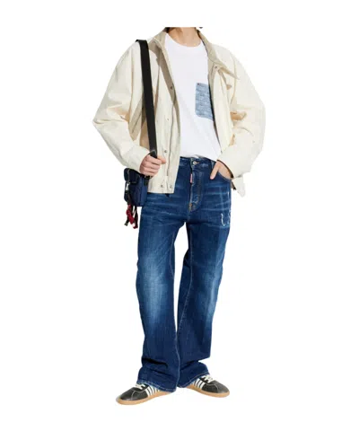 Dsquared2 Zip-pocket Stand Collar Jacket In White