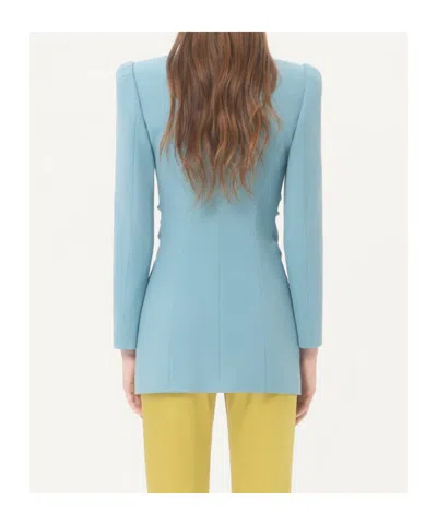 Valentino Light Blue Crispy Light Wool Jacket In Blue