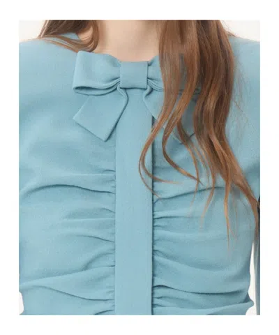 Valentino Light Blue Crispy Light Wool Jacket In Blue