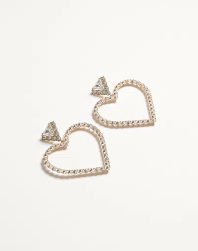 Valentino Embellished Coeur Royal Earrings In Gold