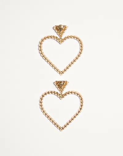 Valentino Embellished Coeur Royal Earrings In Gold
